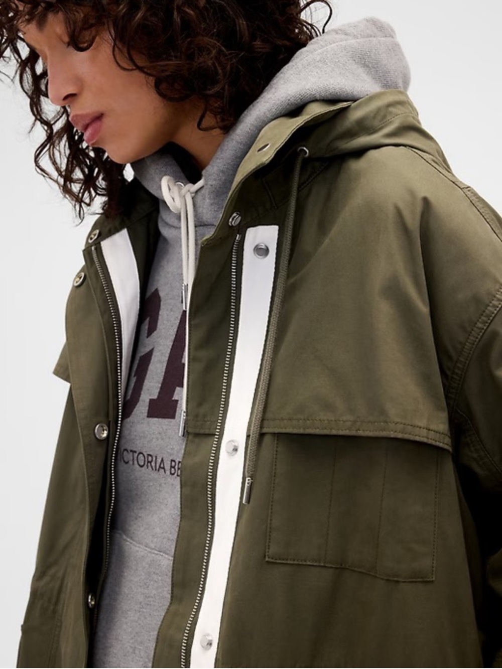 Gap × Victoria Beckham Collab Green Cotton Parka Jacket size Small/ Medium NWT - Picture 6 of 7